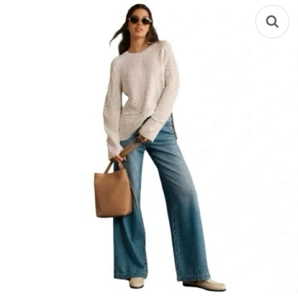 Anthropology Pilcro oversized crew neck sweater size S light cream colour